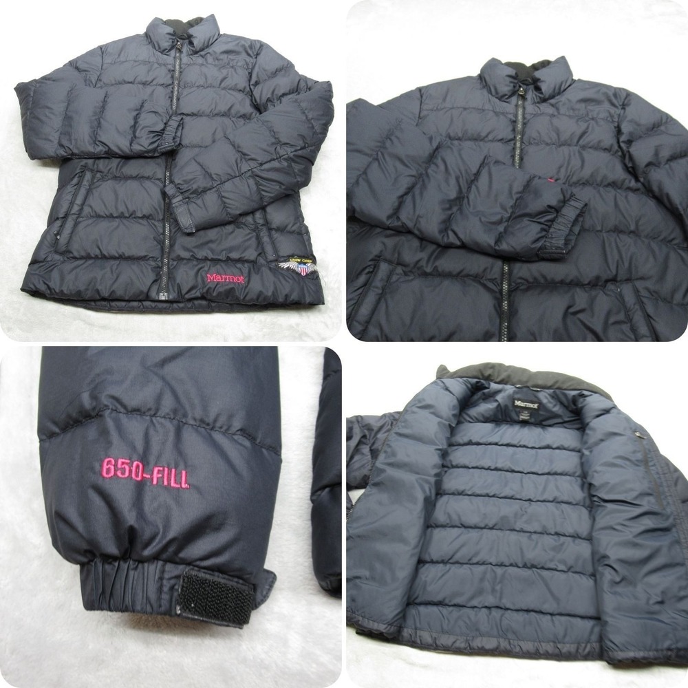 Marmot Jacket Women Large Navy 650 Fill Down Puffer Lightweight Pack Warm READ
